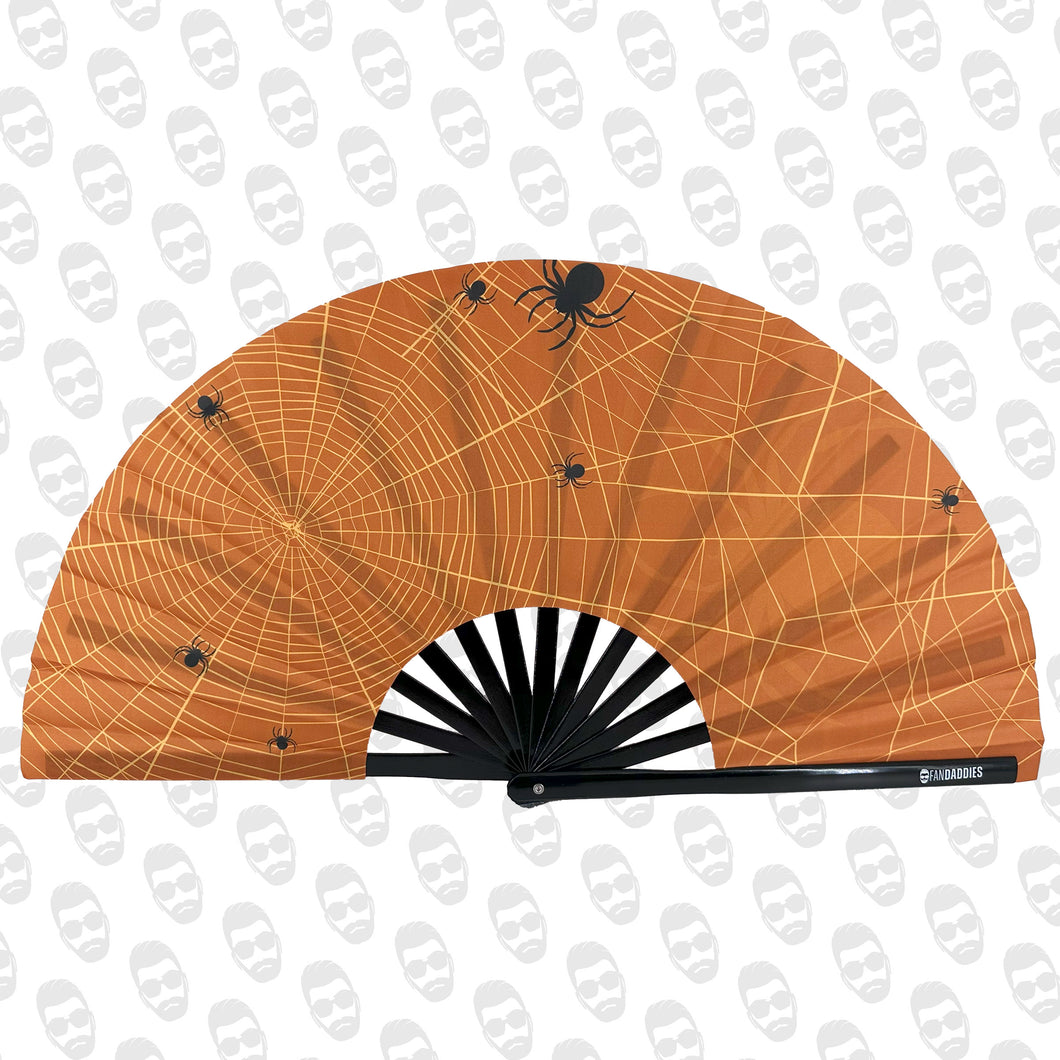 Orange Spiderwebs UV Fan