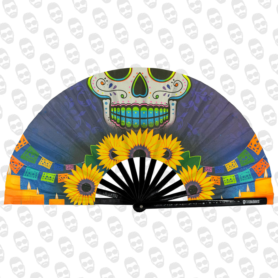Galaxy Sunflower Skull UV Fan
